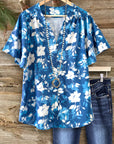 Coastal Bloom Flutter Sleeve Blouse