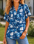 Coastal Bloom Flutter Sleeve Blouse