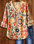 Sunset Mosaic Ruffle Blouse