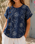 Midnight Garden Button Top