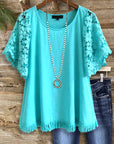 Ocean Breeze Lace Sleeve Tunic
