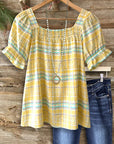 Sunshine Plaid Smocked Blouse