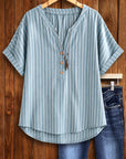 Coastal Stripe Relaxed Henley Top