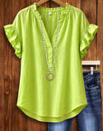 Fresh Lime Ruffle Sleeve Blouse