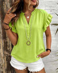 Fresh Lime Ruffle Sleeve Blouse