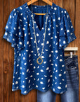 Midnight Sky Flutter Sleeve Blouse