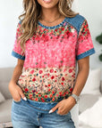 Denim Bloom Patchwork Tee