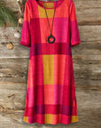 Sunset Plaid Midi Dress