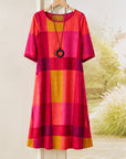 Sunset Plaid Midi Dress