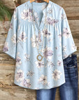 Sky Blossom Smocked Blouse