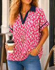 Harper Pink Geo Polo Blouse