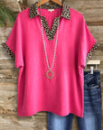 Savannah Chic Leopard Collar Top