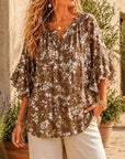 Wildflower Flutter Sleeve V-Neck Blouse