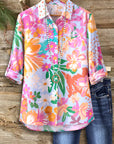 Tropical Bloom Roll-Tab Shirt
