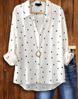 Classic Polka Dot Roll Sleeve Blouse