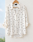 Classic Polka Dot Roll Sleeve Blouse