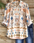 Boho Garden Roll Sleeve Blouse