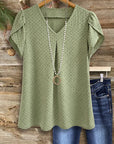 Sage Dot Tulip Sleeve Top