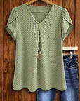 Sage Dot Tulip Sleeve Top