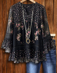 Midnight Bloom Lace Peplum Blouse