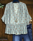 Soft Polka Dot Ruffle Blouse