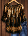 Midnight Ember Off-Shoulder Blouse