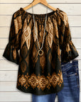 Midnight Ember Off-Shoulder Blouse
