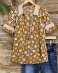 Rust Blossom Puff Sleeve Shirt