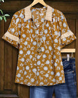 Rust Blossom Puff Sleeve Shirt