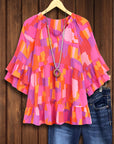 Sunset Muse Ruffled Sleeve Blouse