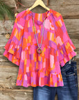 Sunset Muse Ruffled Sleeve Blouse