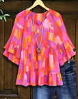 Sunset Muse Ruffled Sleeve Blouse