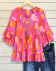 Sunset Muse Ruffled Sleeve Blouse