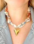Floral Scarf Heart Necklace