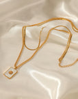 Double-Layer Geometric Shell Necklace