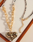 Leopard Heart Pendant Necklace