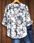 Navy Floral Casual Blouse