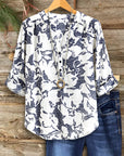Navy Floral Casual Blouse