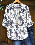 Navy Floral Casual Blouse