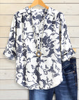 Navy Floral Casual Blouse