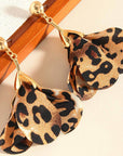Leopard Accent Gold Drop Earrings