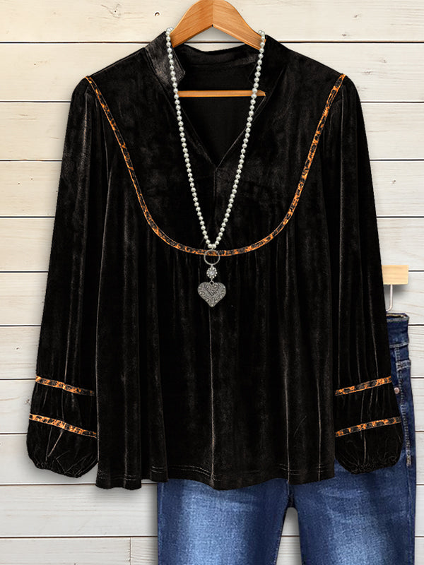 Velvet Charm V-Neck Blouse