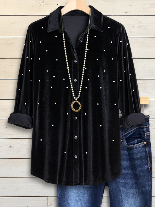 Midnight Pearl Velvet Blouse