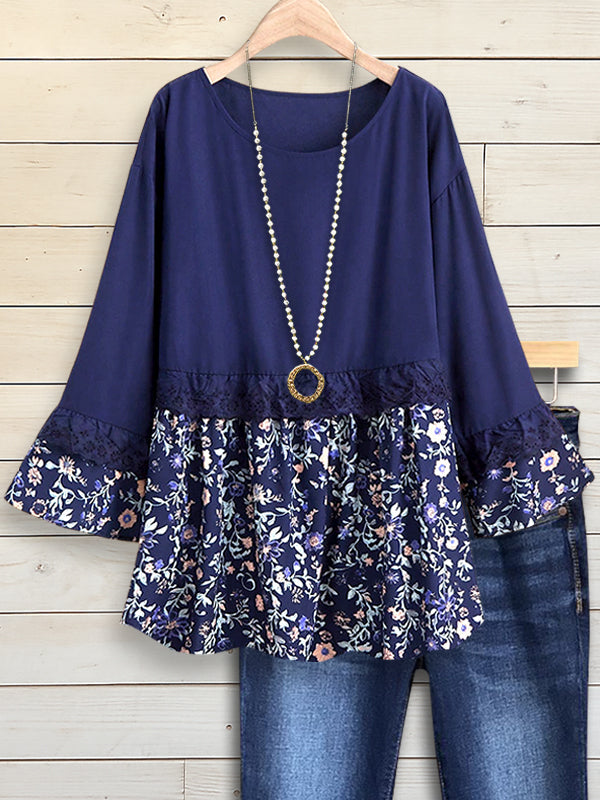 Midnight Blossom Flared Sleeve Top