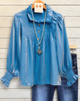 Skyshine Satin Puff Sleeve Blouse