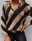 Cozy Diamond Knit V-Neck Sweater