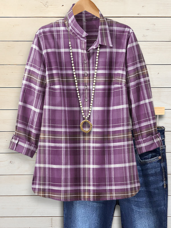 Purple Plaid Casual Shirt