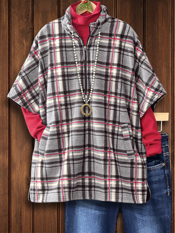 Plaid Cozy Short Sleeve Jacket