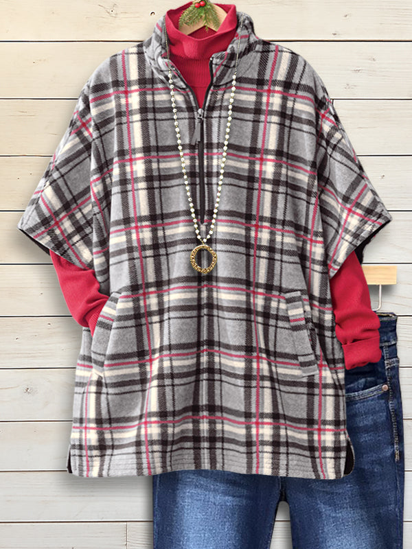 Plaid Cozy Short Sleeve Jacket