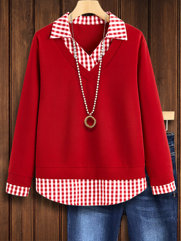 Cherry Check Layered Top